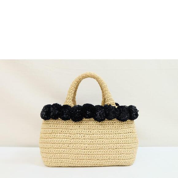 Prada Handbags - Prada Raffia Pompom Tote Bag